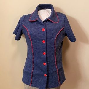 True vintage double knit button up shirt